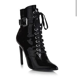 Danielle Guizio Patent Lace Up Boots